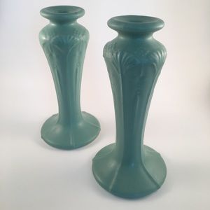 Vintage minty green candlesticks